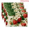 Strawberry Floral Print Heat Resistant Washable Table Placemats Kitchen Dining Decor 4 Piece Set