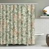 Bathroom Shower Curtain Featuring A Beautiful Floral Design With Green Leaves In Pastel Colors For Home Decor White Bath Mat Set