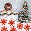 5/10Pcs 14.5cm Christmas Decoration Artifical Flower Ornaments Pink Red Gold Glitter Fake Flowers For Xmas Tree Home Decor