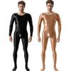 Mens Oil Glossy Bodystocking Full Bodysuit Long Sleeve Unitard Jumpsuits Stretchy Sheer Silky Romper Club Party Workout Onesie