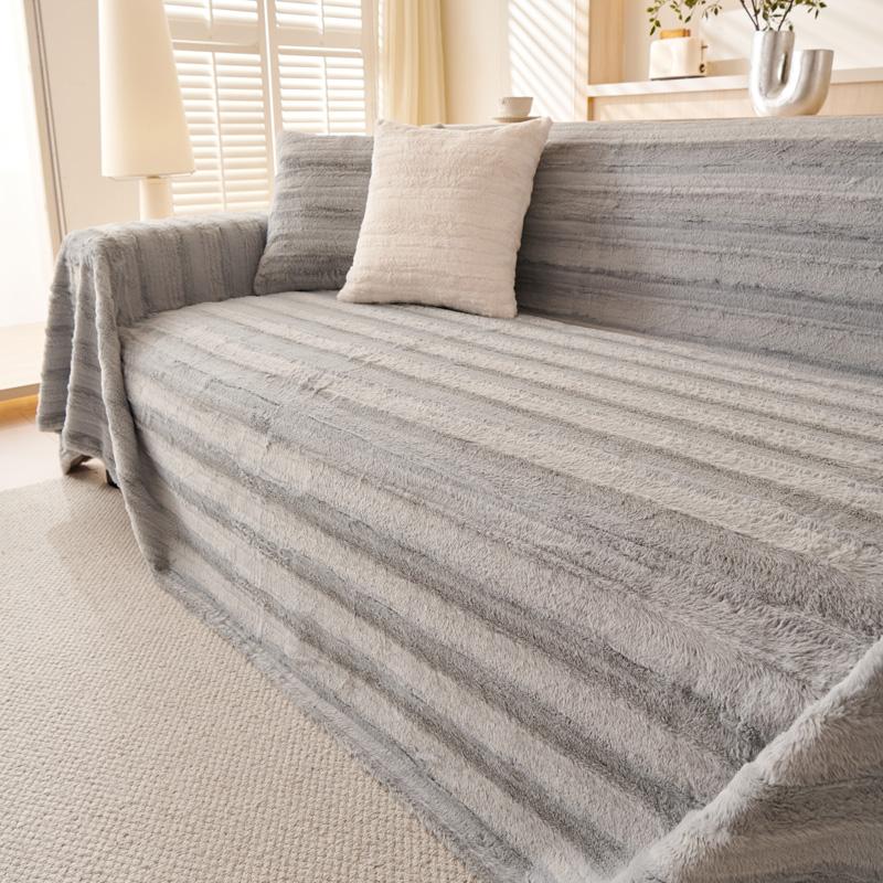 Winter Rabbit Wool Camping Picnic Sofa Cover Housses De Canapé Funda Sofa Thick Streaks Sofa Covers Mats Throw Blankets