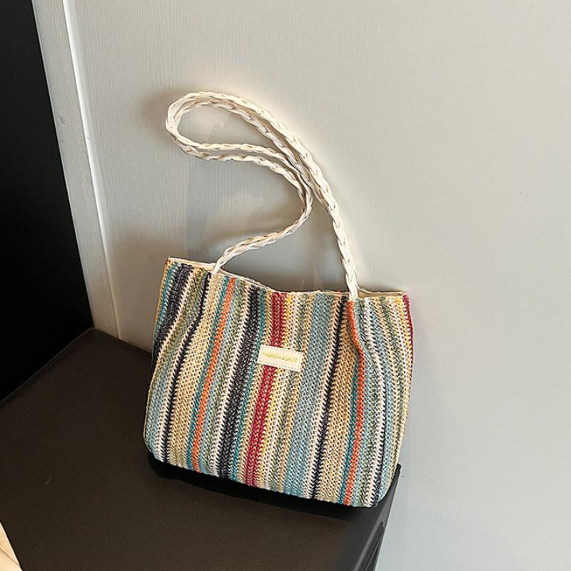 Straw Bag for Women, Fashionable Commuter Shoulder Bag with Large Capacity