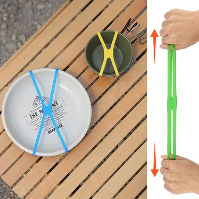 Outdoor Camping Tableware Storage H-shaped Silicone Strap Elastic Color Tie Cutlery Cross Strap Cutlery Packing Strap Camping