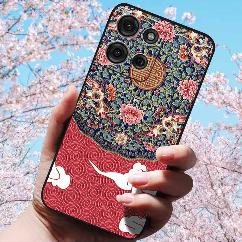 For Motorola Moto G15 4G/ G15 Power/G75 5G 3D Relief Flower Emboss Soft Silicone Cases Back Cover with 3D Flower Patter for G15