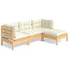 Vidaxl 4-Cz. Set da Giardino, Cuscini Crema, Pino