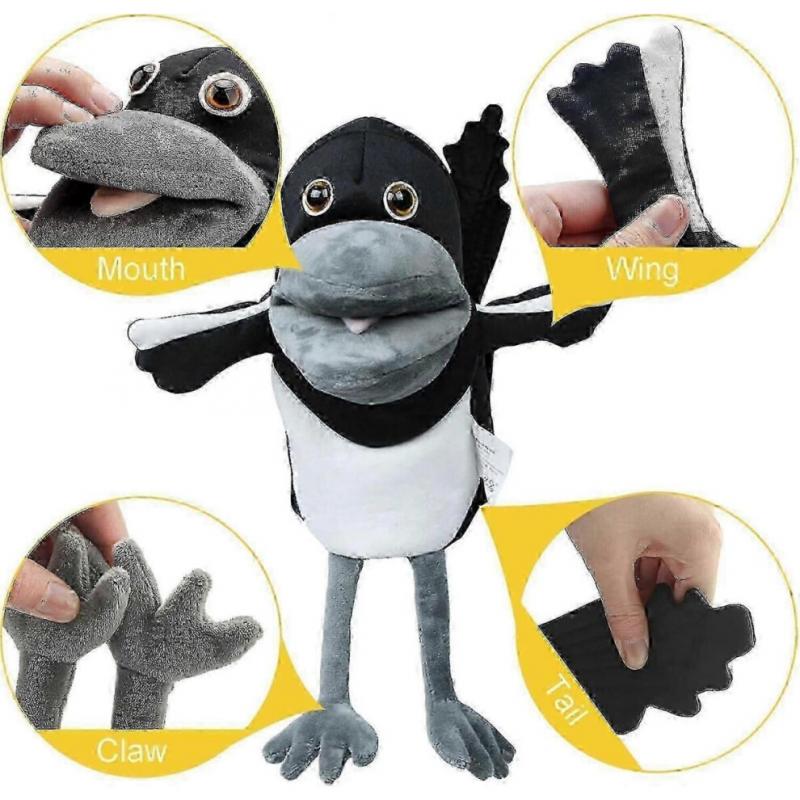Steve And Maggie Plush Toy, Soft Magpie Plush Toy, Bird Hand Puppet
