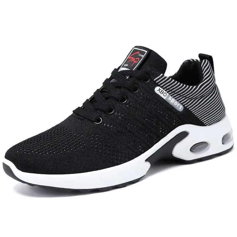 

Running Shoes Men Lightweight Mesh Breathable Anti-slip Casual Shoes Men Comfortable Soft Lace-up Sports Shoes Men 39 черный белый