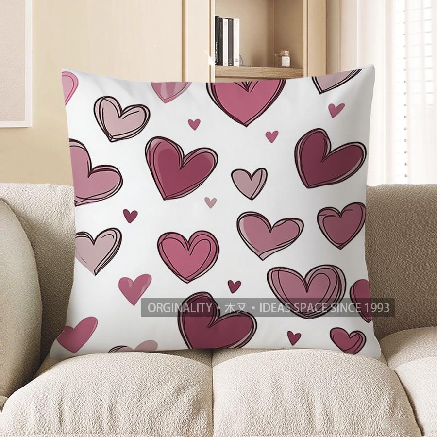 Home Decor Colorful Heart Pattern Throw Pillow Cover Pattern Cushion Cover Suitable For Sofa Bedroom Car Pillow Cover