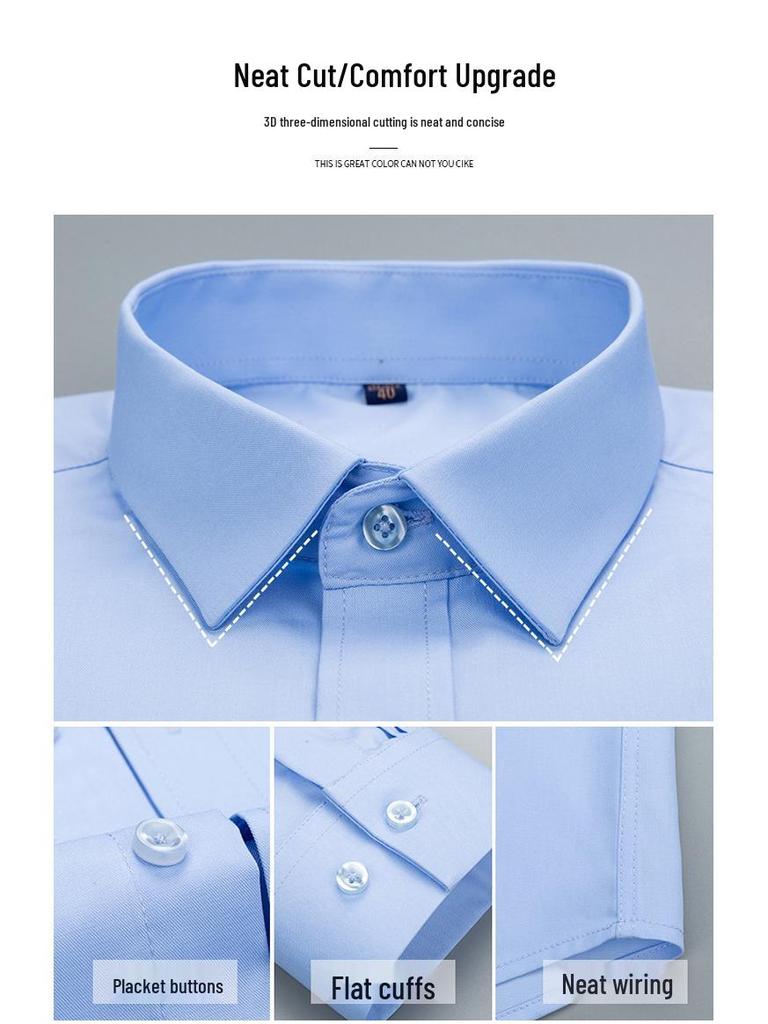 Men's 2025 Bamboo Fiber Slim Fit Long Sleeve Dress Shirt - Comfortable, Iron-Free Business Workwear