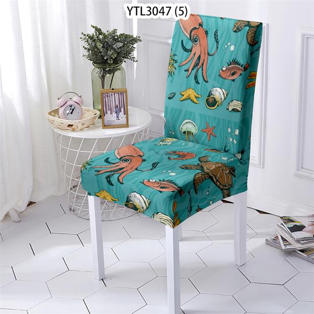 Чехол для офисного стула в стиле океана в стиле животных растягивающиеся чехлы на стулья чехол для кухонного стула чехол для стульев с коралловым узором домашний Stuhlbezug 1PCS 2249₽
