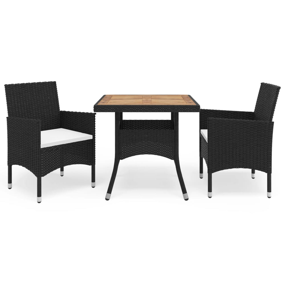 Ensemble à manger de jardin 3 pcs  Résine tressée et acacia