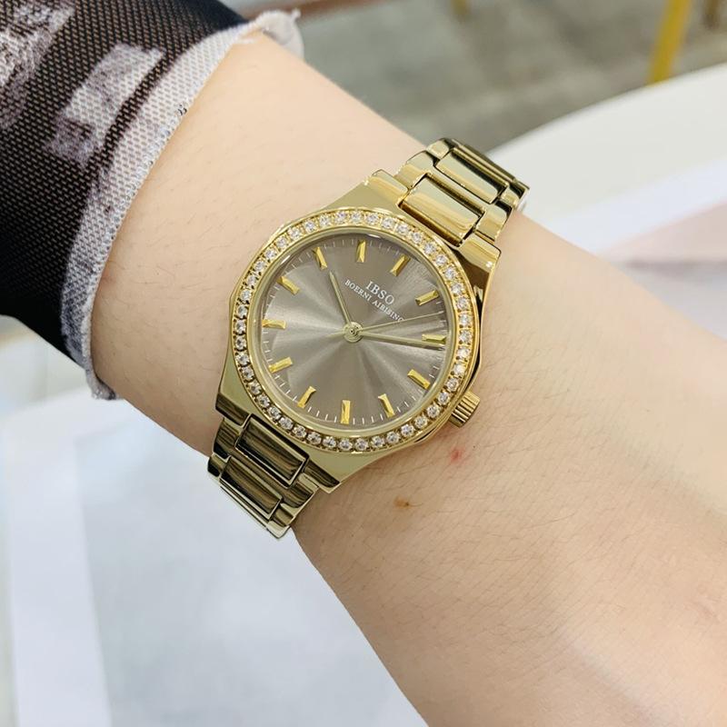 Watch Ladies Small Dial Delicate Diamond-Set Ultra-Thin Gold High-End Women S Watch Waterproof