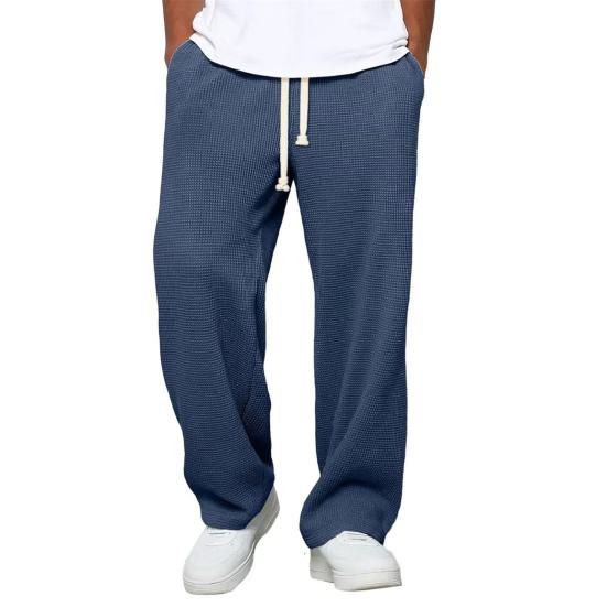 Herren Casual Baggy Hose Unifarbene Weite Hosen Lockerer Schnitt Kordelzug Taille Gerade Jogginghose für Sport Straße