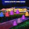 HOMEFISH Outdoor Solar Garden Lights 7-Color Changing Jellyfish Reed LED Solar Stake Lights for Yard Patio Pathway Decor