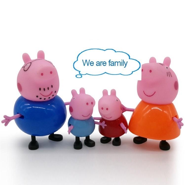 Cartoon Peppa Pig Cake Topper Set For Birthday Party With Soft And Hard Headed Figures