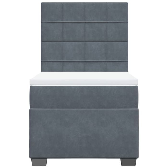 Cadre de lit avec matelas - Maison Exclusive - Velours gris foncé - 80x200 cm - Tête de lit réglable