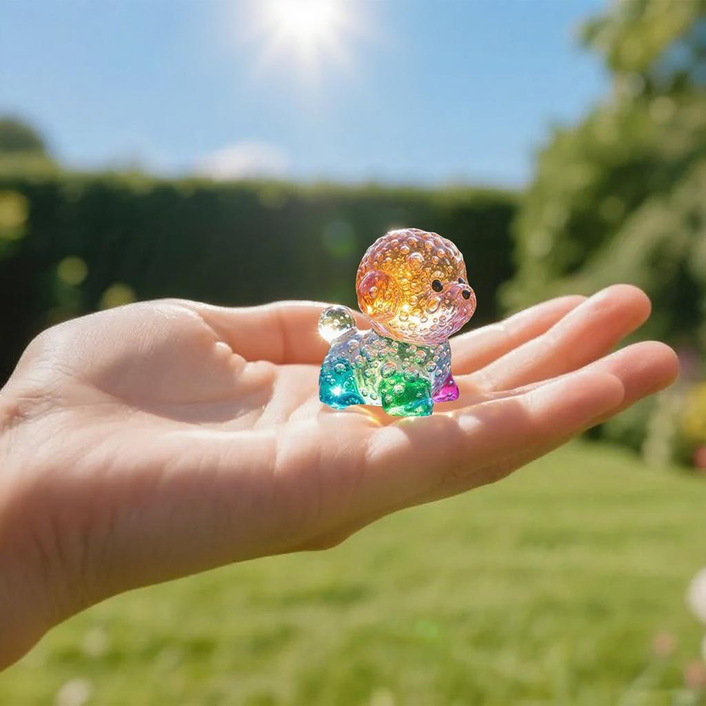 Colorful Transparent Miniture Lovely Puppy Figurine Various Dog Shaped Desktop Ornament with Gradient Effect Creative Party Gift