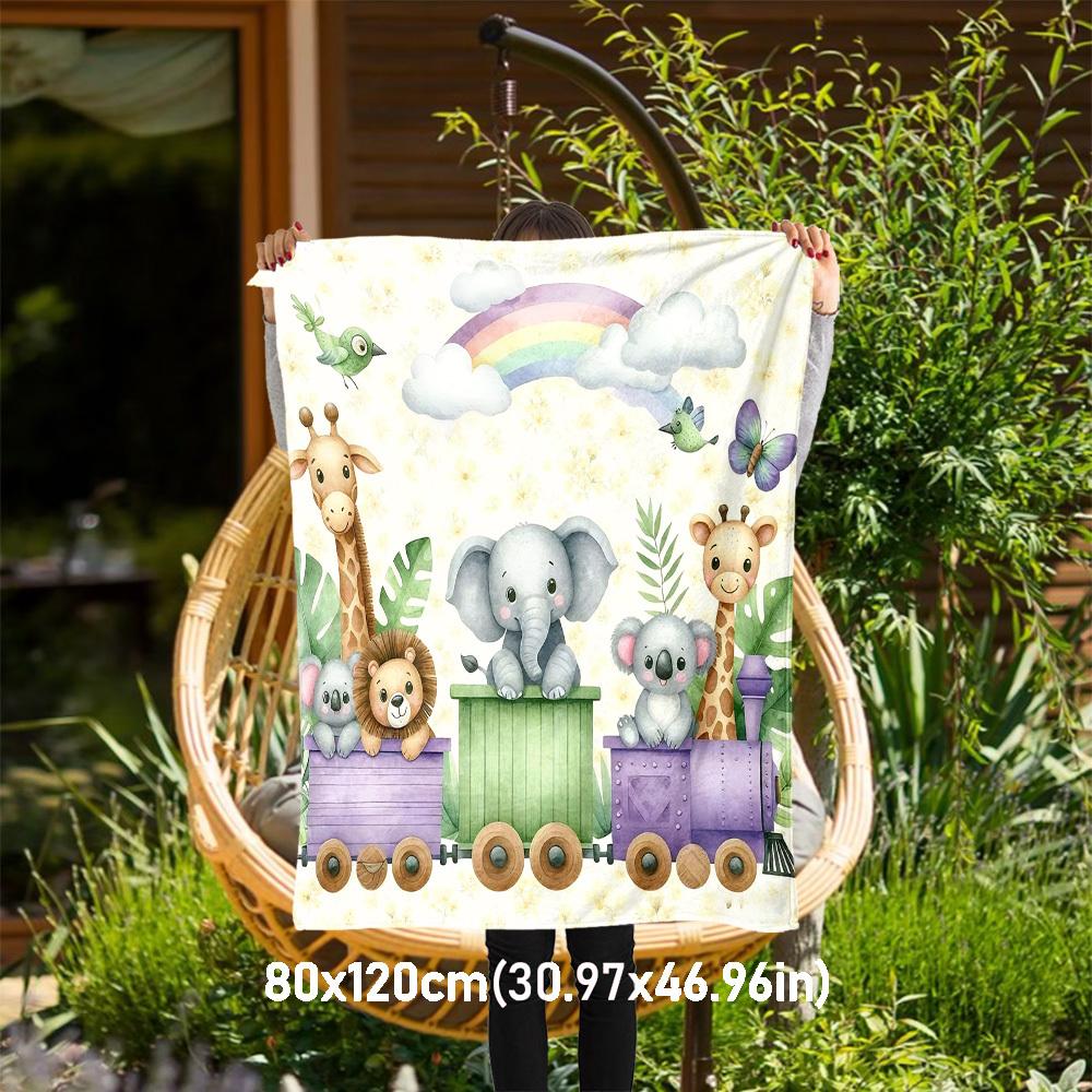 1pc train animals Outdoor Flannel Blanket Soft Warm All-Season Throw for Sofa Bed Car Camping Office, Cozy Gift Idea1316S 80x120cm(31x47inch)