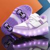 Kids Glowing Sneakers Charging /Disassembling Four Wheels LED Kids Glowing Sneakers Boy Luminous Sneakers