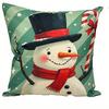 Santa & Snowman Merry Christmas Pattern Throw Pillow Cover With Short Plush Print For Living Room Sofa Decoration Cushion Cover