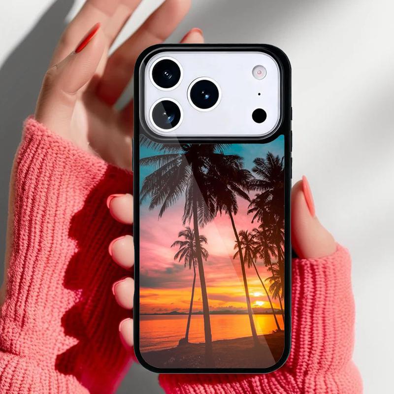 Summer Beach Sunset Palm Tree Phone Case for iPhone 17 Air 16e 15 14 13 Pro Max Back Cover for 12 11 Pro Coque