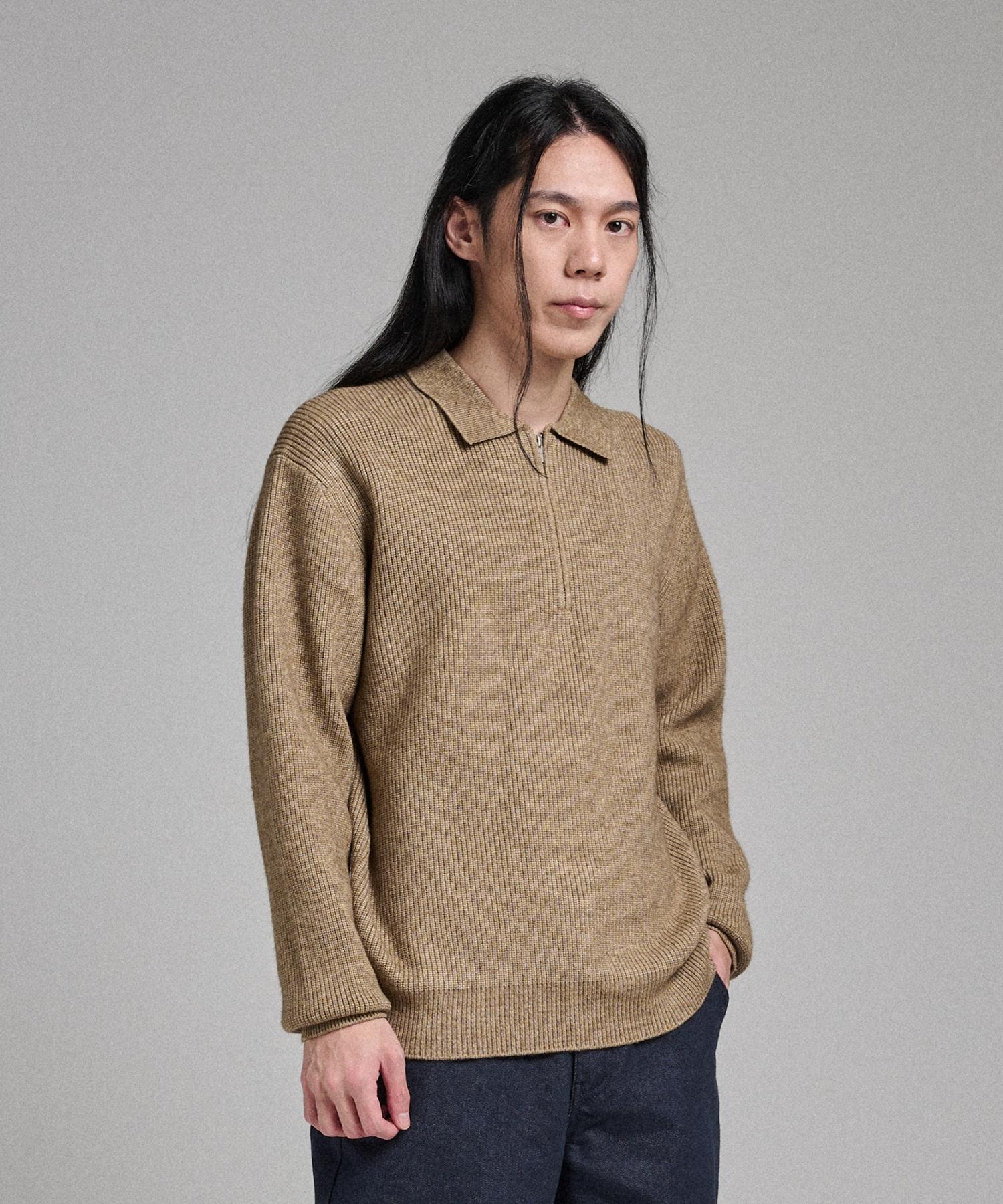 Analog Mood Hazzi Half Zip Collar Knit (Oatmeal) Free