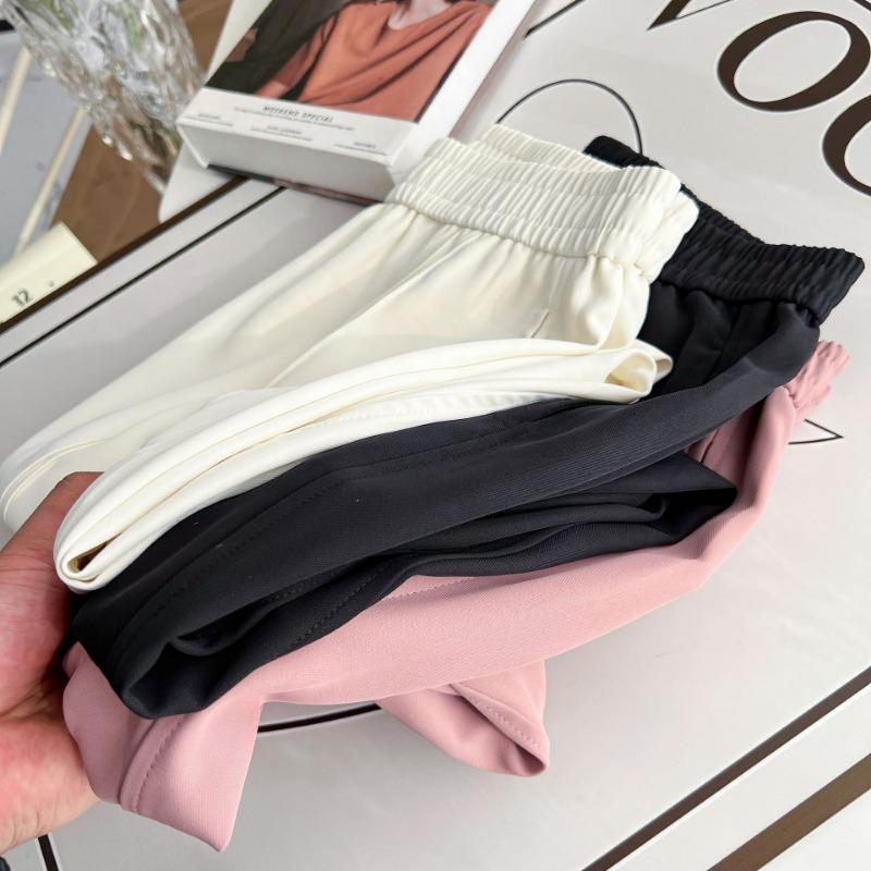 Women S Summer Thin High Waist Tapered Pants Plus Size Casual Cropped Trousers