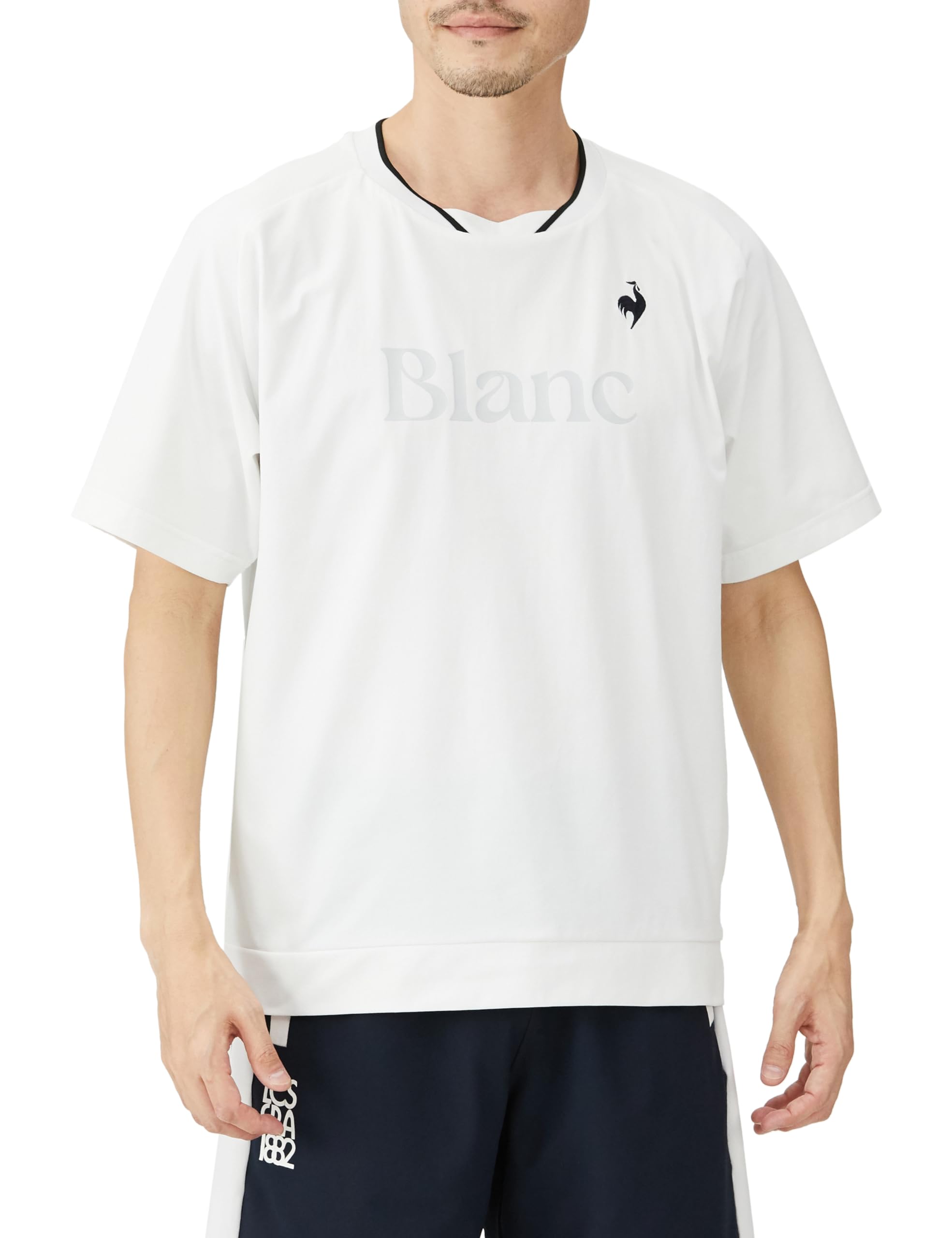 

Футбольная футболка Coq с коротким рукавом и защитой от УФ-лучей WH [Le Sportif] (Семейные формы) V-образный вырез Влагоотводящий, быстросохнущий, (UPF50+) белый