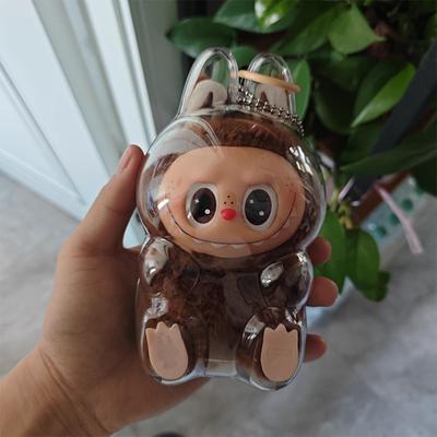 Labubu Transparent Storage Box Display Case for Monster Dolls - Cute Elf Plushie Protective Cover, Party Toy Collection Decor