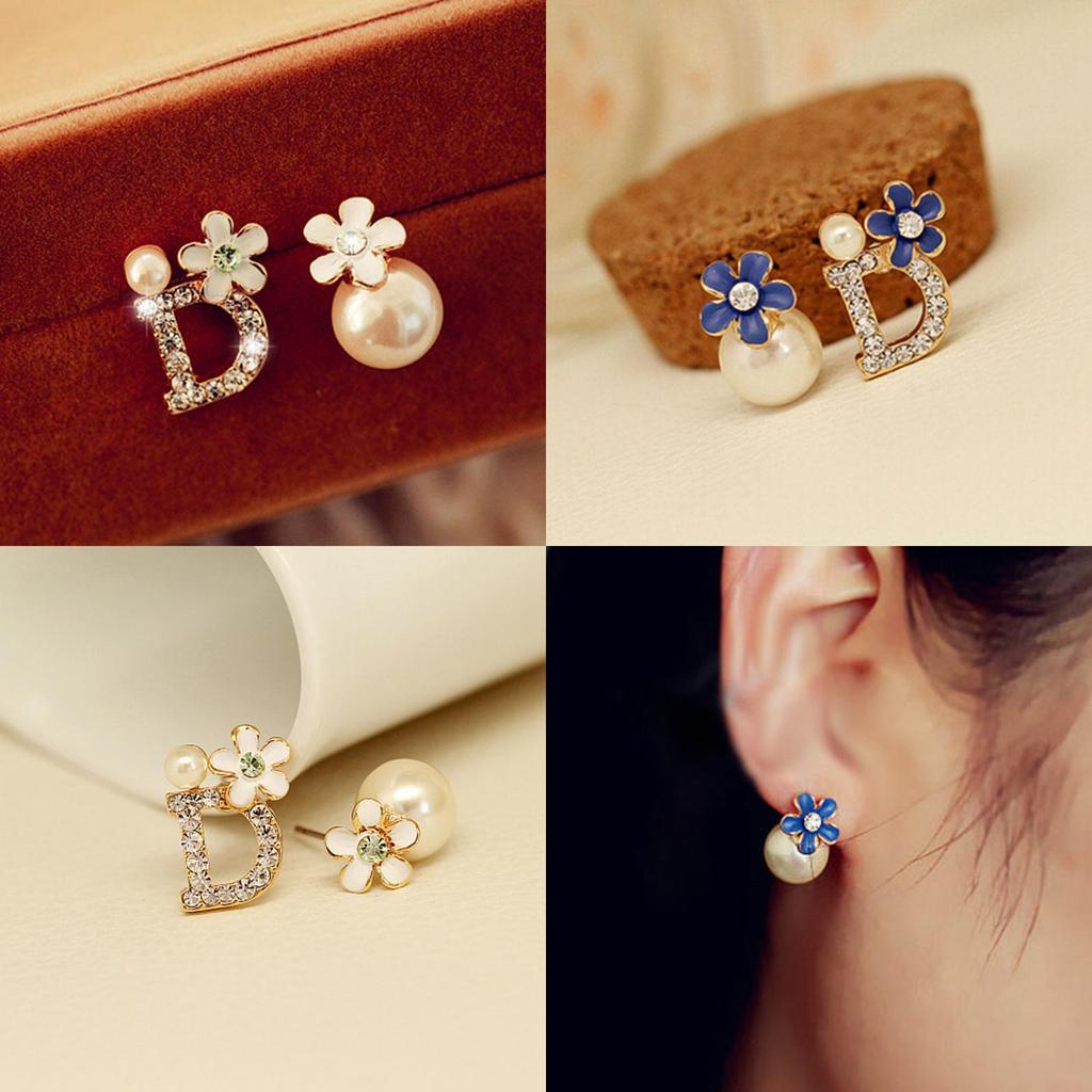 Timeless Women's Fashion Earrings With Sparkling Crystals And Faux Pearls