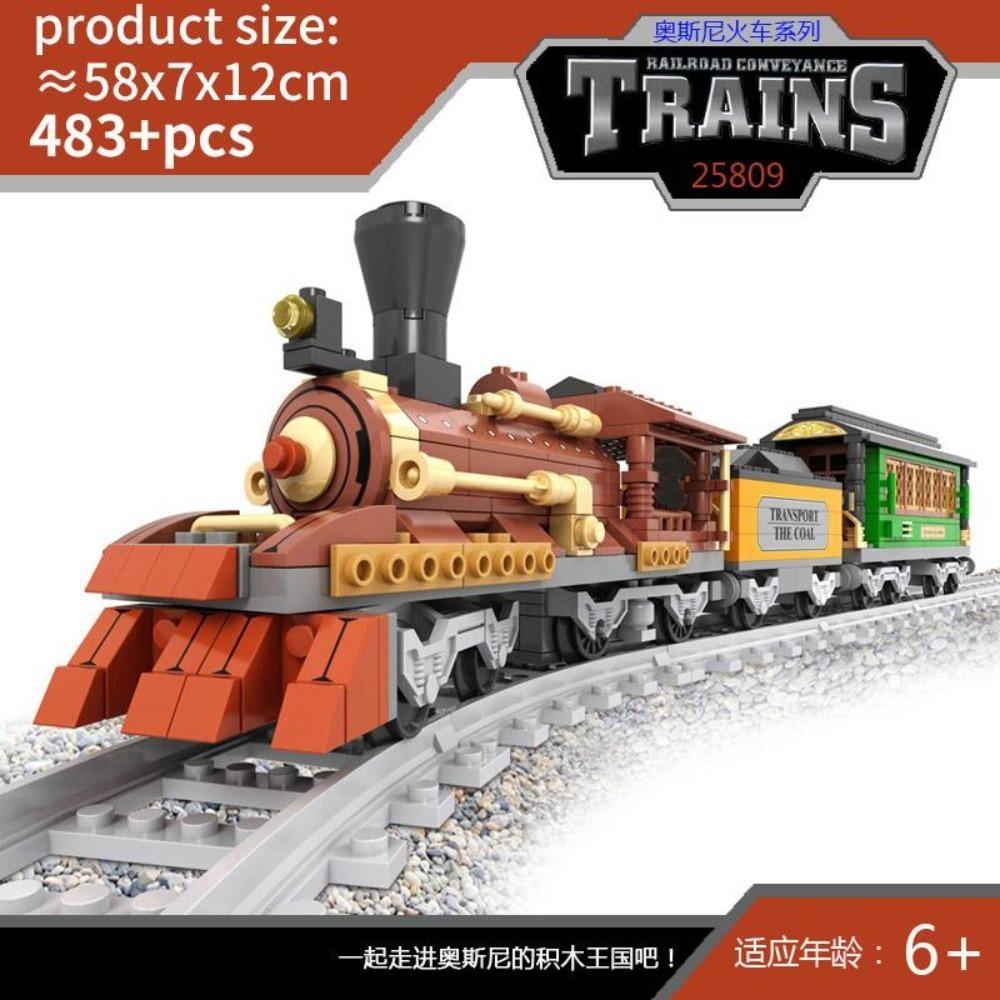 City Train Set Steam Bullet Vehicle Cargo Railway Station Model Building Blocks Brick Tracks Rail No Motor Kits Carriage Kid Toy