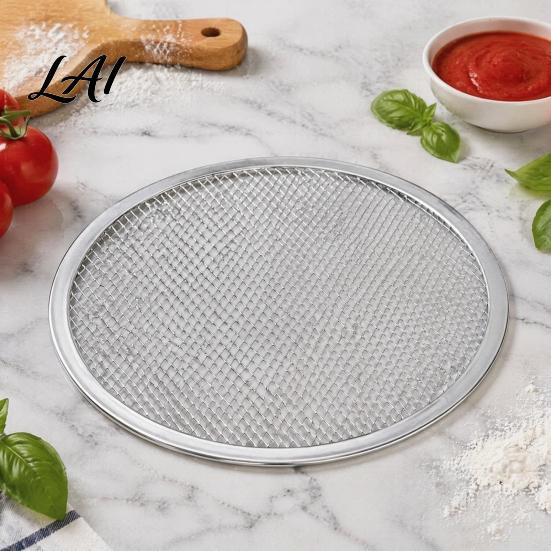 Portable Barbecue Rack Aluminum Alloy Pizza Screen Non Stick Mesh Baking Pan Equipment Round Crisper Tray for Oven Home Kitchen Restaurant