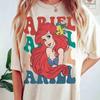 Summer Girls' Fashion Short-Sleeve T-Shirt with Ariel The Little Mermaid Princess Cartoon 100% Cotton Printed T-shirt