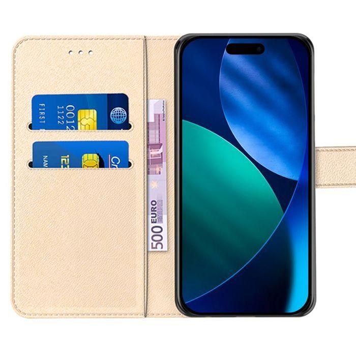 Coque pour iPhone Air - BOOLING - Flip Case Anti-Rayures Cuir Synthétique Doré - 2 Verres Trempés