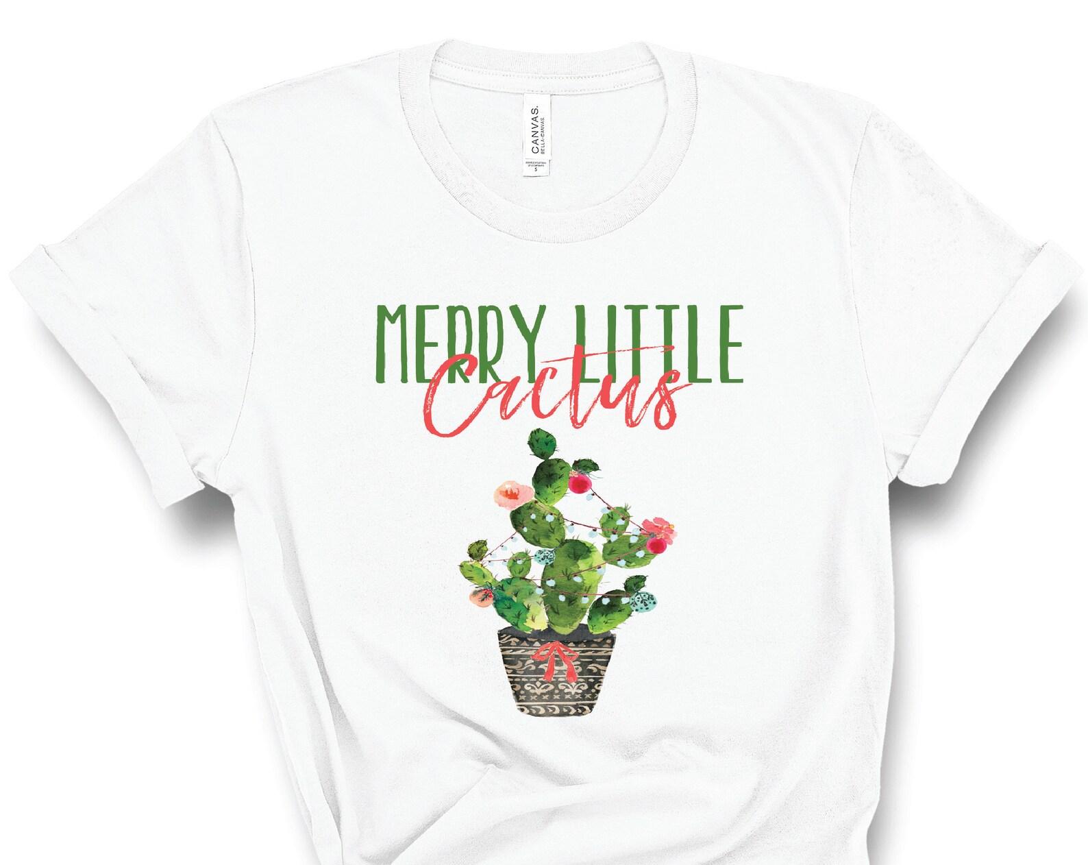 Merry Little Cactus Tee, Christmas Cactus T-shirt, Merry Christmas, Feliz Navidad Tee Shirt, Cactus T-Shirt, Christmas Tee Shirt, For Women 4XL