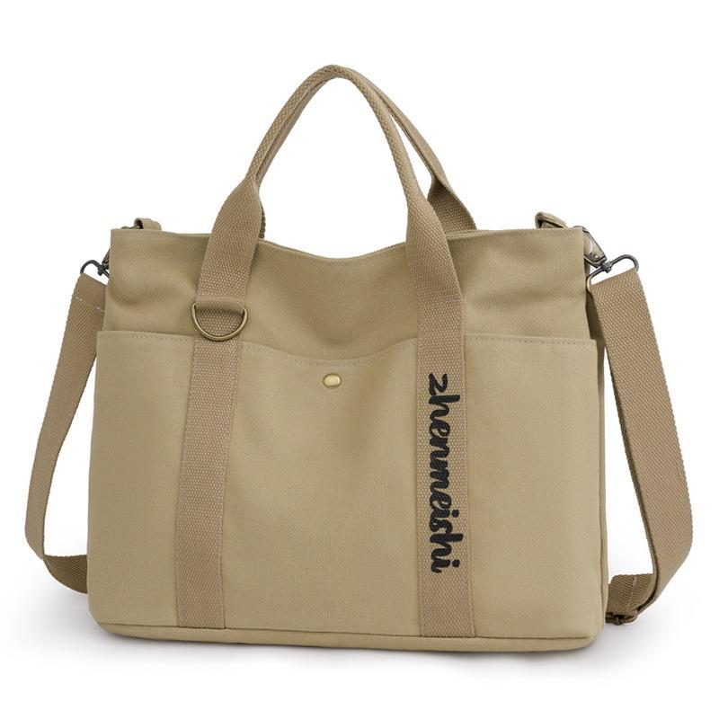 New Women's Bag Large-capacity Canvas Handbag Simple Casual Shoulder Bag Fashionable Short-distance Lightweight Travel Bag
