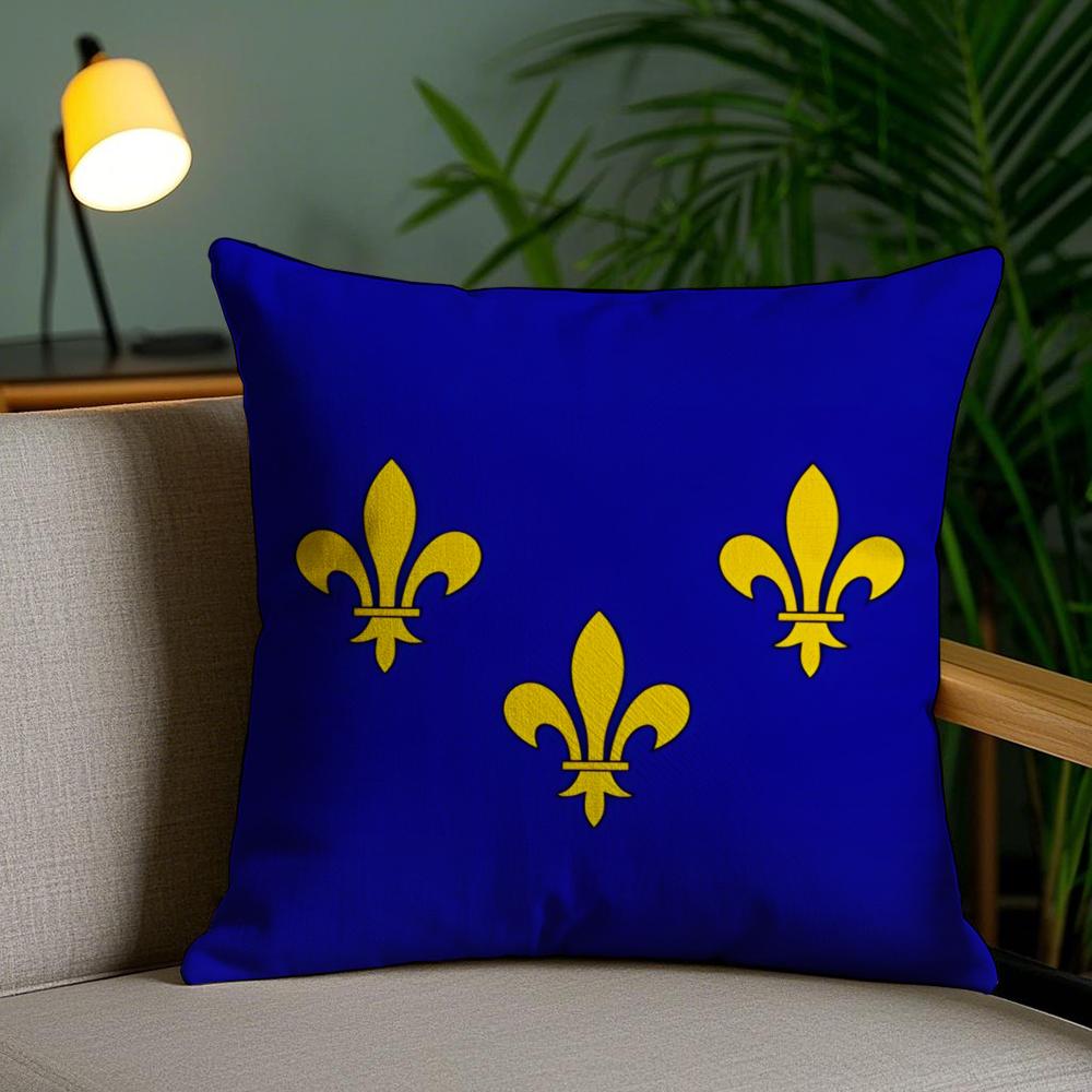 Anjou Flag French Region Cushion Cover Plush Fabric Soft Double-Sided Printed Invisible Zipper Sofa Pillow Case Home Decor