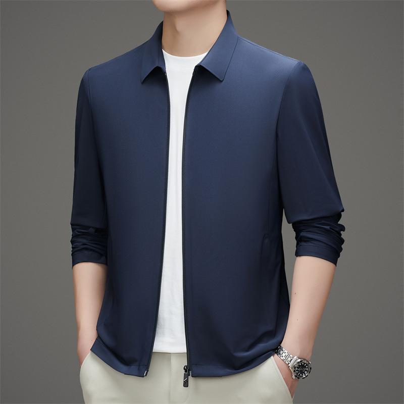 Summer Lapel Sunscreen Clothes Men's Summer Light and Thin Business Casual Outdoor Breathable Jacket Loose Dad Outfit