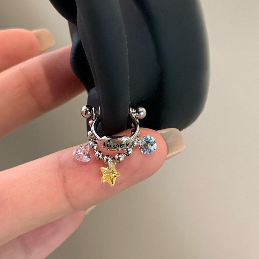 Разноцветные Звезда Звезда Цепочка Серьги-кольца Двойная Цепочка Маленький Цирконий Гвоздик в Ухо Серьги-бусины Аксессуар для Пирсинга Тела