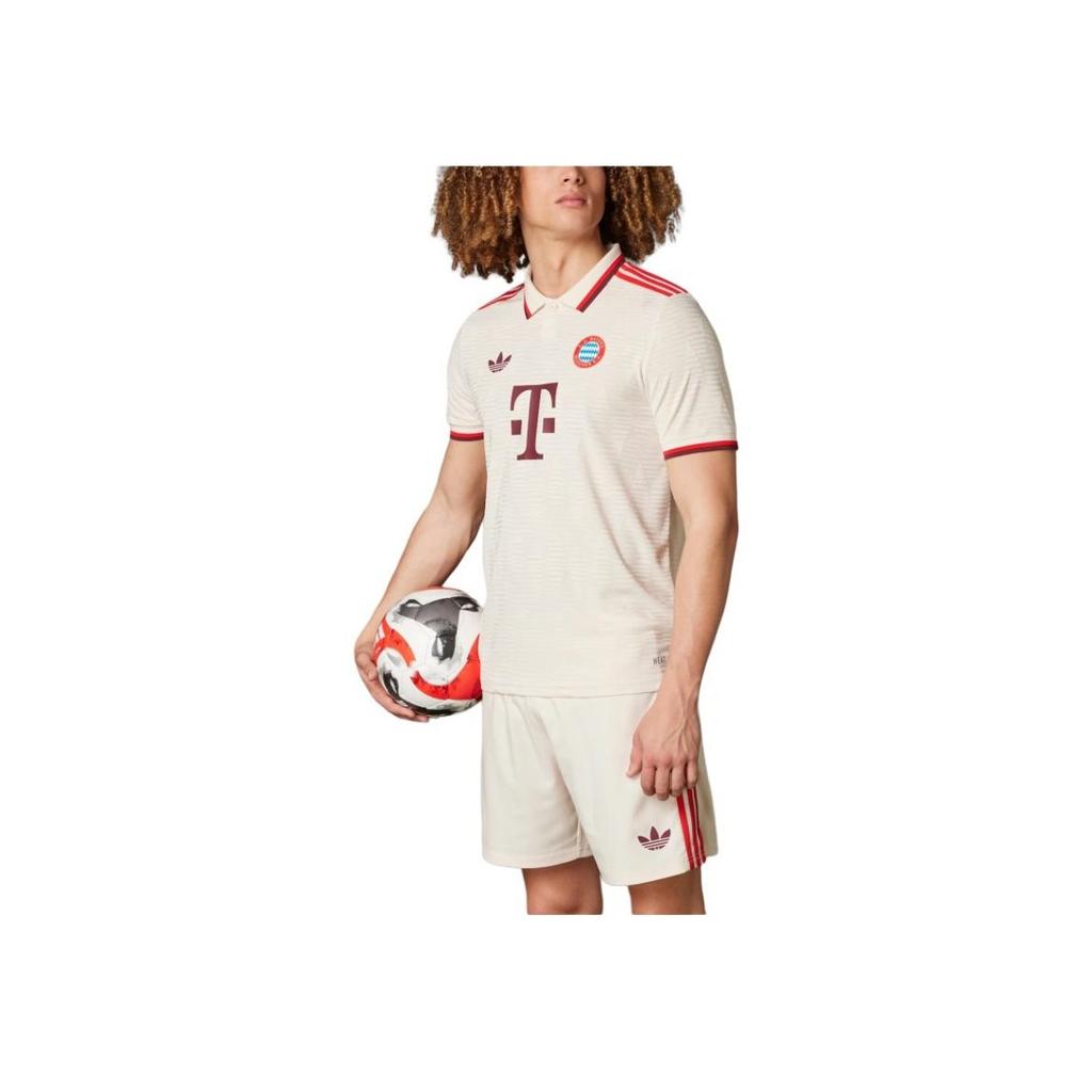 Adidas Originals SS24 24/25 Third Authentic Jersey FC Bayern Retro Sports Short Sleeve Football Shirt Men Tops Beige IZ3131