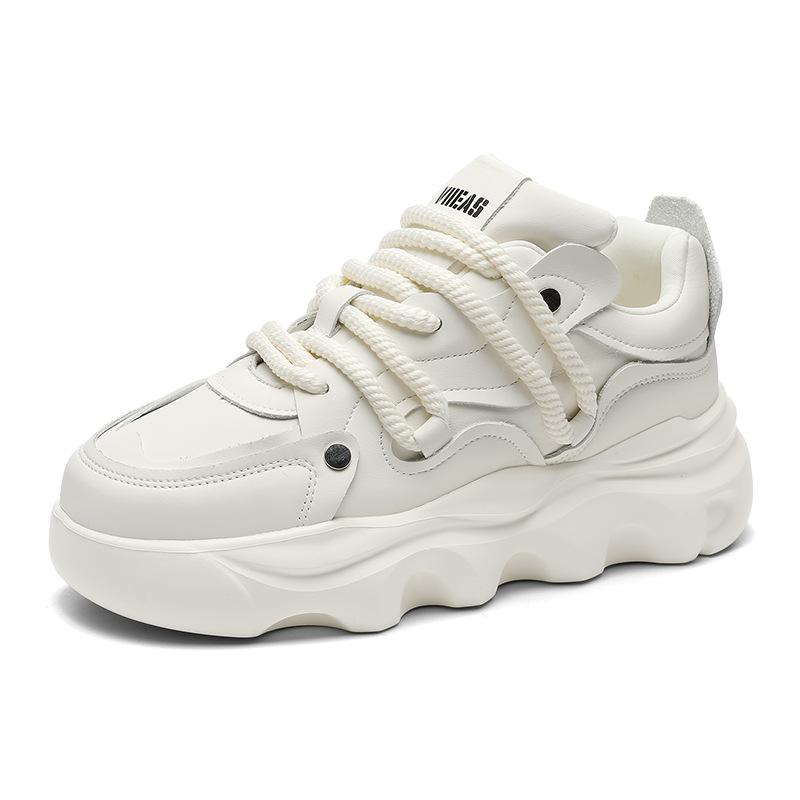 New Spring Men's Shoes Korean Style Fashionable and Versatile Casual Men's Leather Shoes Thick Sole Heightened Comfortable Lace-up Men's Shoes