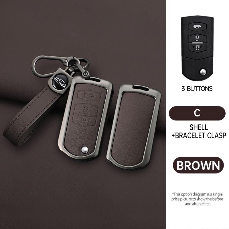Metal Car Key Case Cover Holder Shell Fob For Mazda 3 5 6 Series M6 Rx8 Mx5 2 3 Buttons Keyless Key Protector Bag Accessories