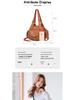 Women's Color Block Rivet Washed Leather Crossbody Handbag, Soft Leather, Large Capacity, Multi-Layer, Single Shoulder