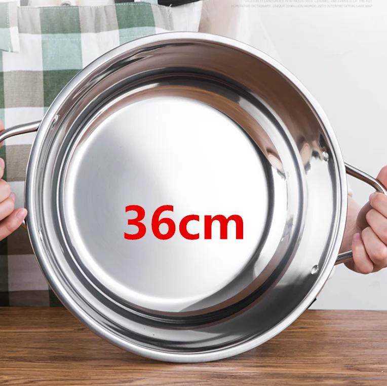 24-40cm Edelstahl 1,5mm Dicke Doppelohr Suppenkocher Hot Pot Twin geteiltes Kochgeschirr Zuhause Küche rund Induktionskocher