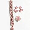 TIANSHE (Ohrringe/Armband/Ring 3-teiliges Set) Modeschmuck im europäischen/amerikanischen Stil, schwere Industrie, mikroeingefasster rosa Zirkon