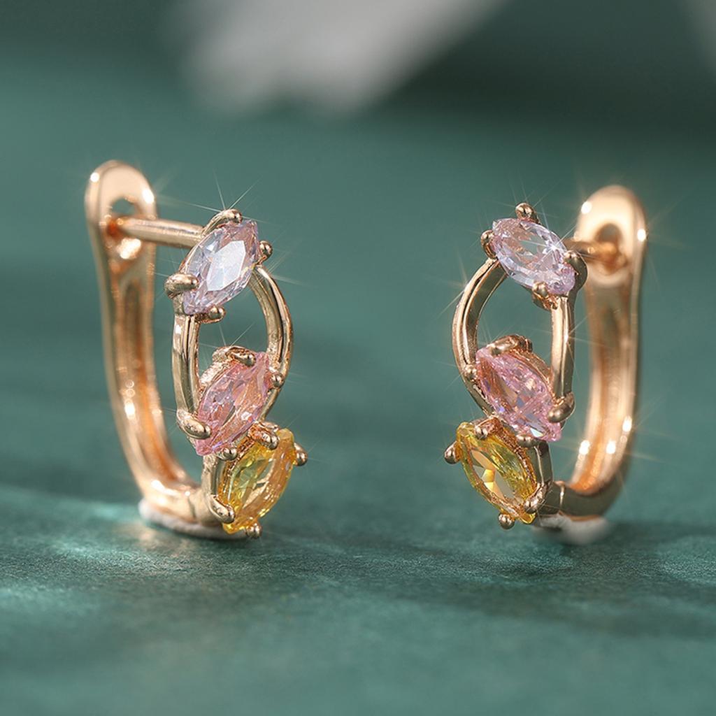 Multicolor Zircon Stone Hoop Earrings for Women with Elegant Design and Durable Metal Setting Suitable for Daily Wear and Special Occasions