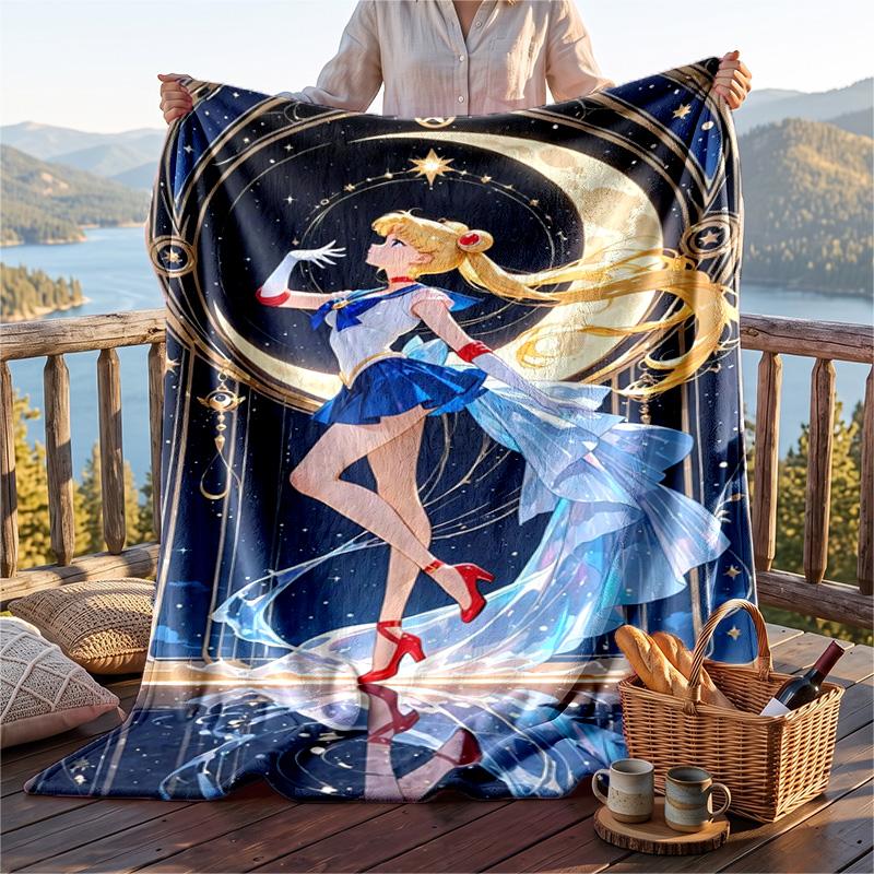 Warm Flannel Throw Blanket,Sailor Moon Lightweight Cozy Blanket For Bed Sofa And Daily Use