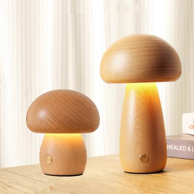 LED Creative Mushroom Table Lamp Wood Desk LampBedroom Bedside Night Lights Home Decor Lamp Unique House Warm Gifts Dropshipping