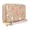 Coach Zip Around 19 Floral Print Coated Canvas And Calfskin Wallet Women wallet Gold Light-Khaki Multicolor CR966-IMOTV