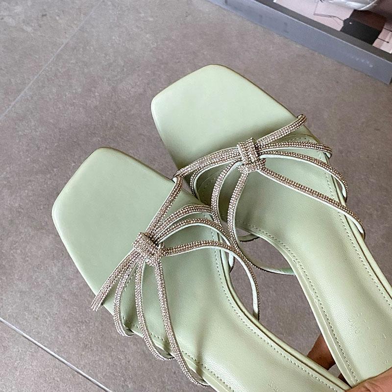 Party Sexy Ladies High Heels Pumps Slides Shoes Female Slip On Footwear Luxury Rhinestones Women Thin Heels Shoes